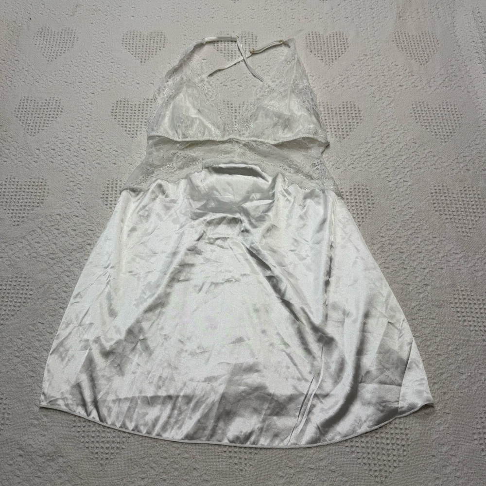 Fredrick’s of Hollywood White Silky Lingerie Slip Dress (M)
